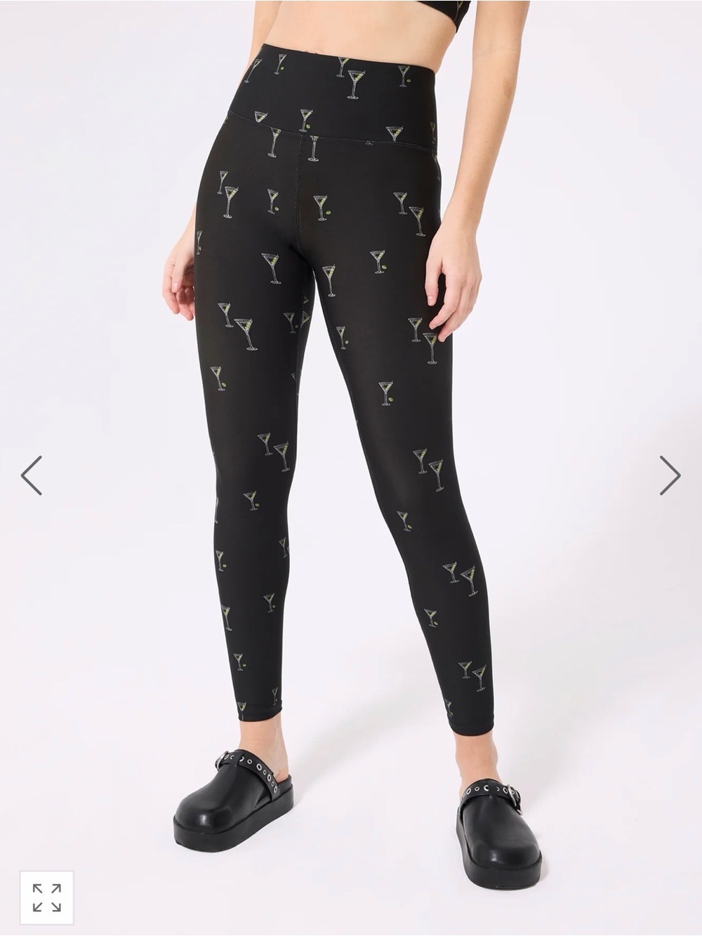 Terez Black Martini Glass Print High-Rise Leggings
